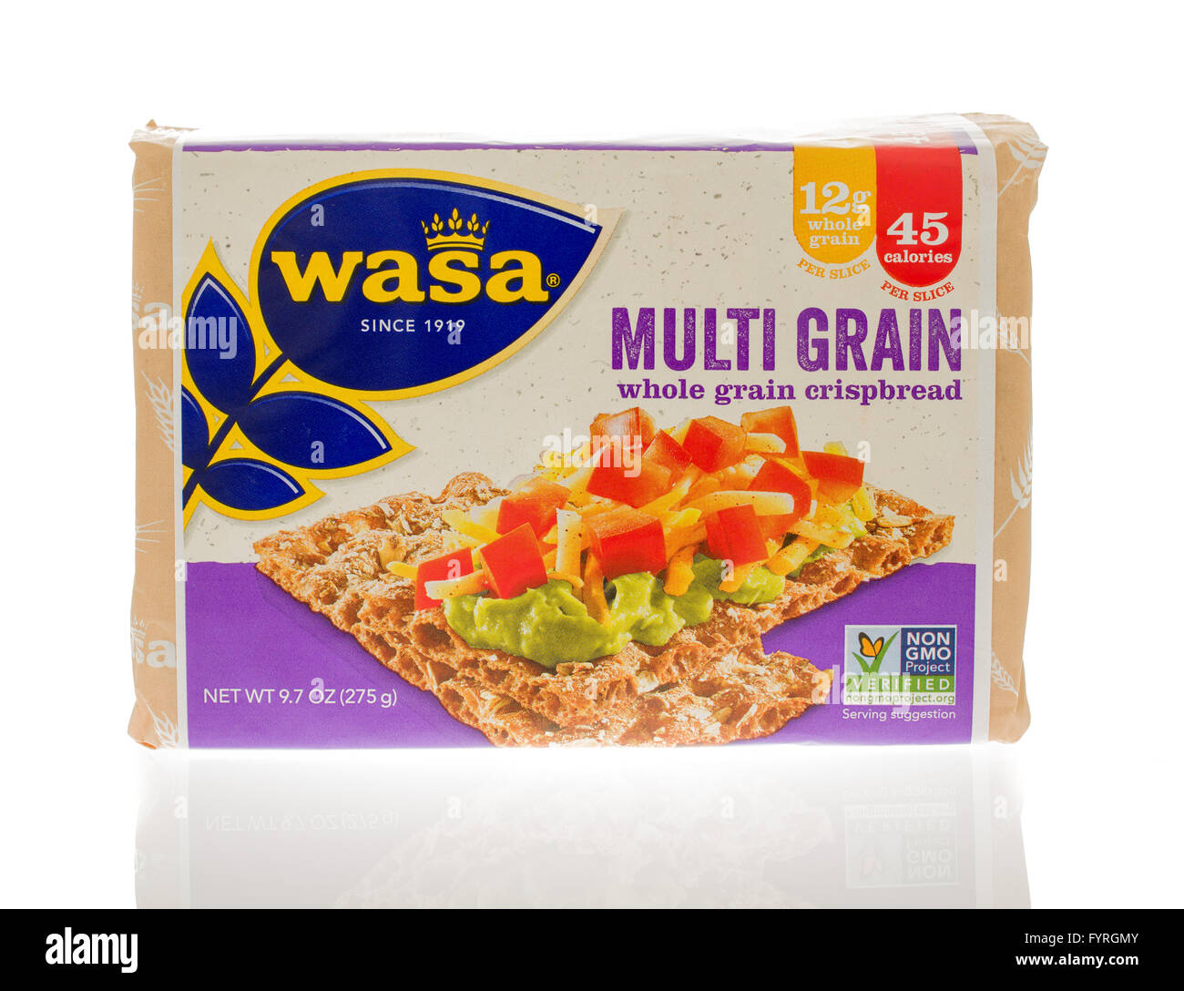 Winneconne, WI - 18 Nov 2015: Pacchetto di Multi di pani croccanti di grano fatte da Wasa. Foto Stock