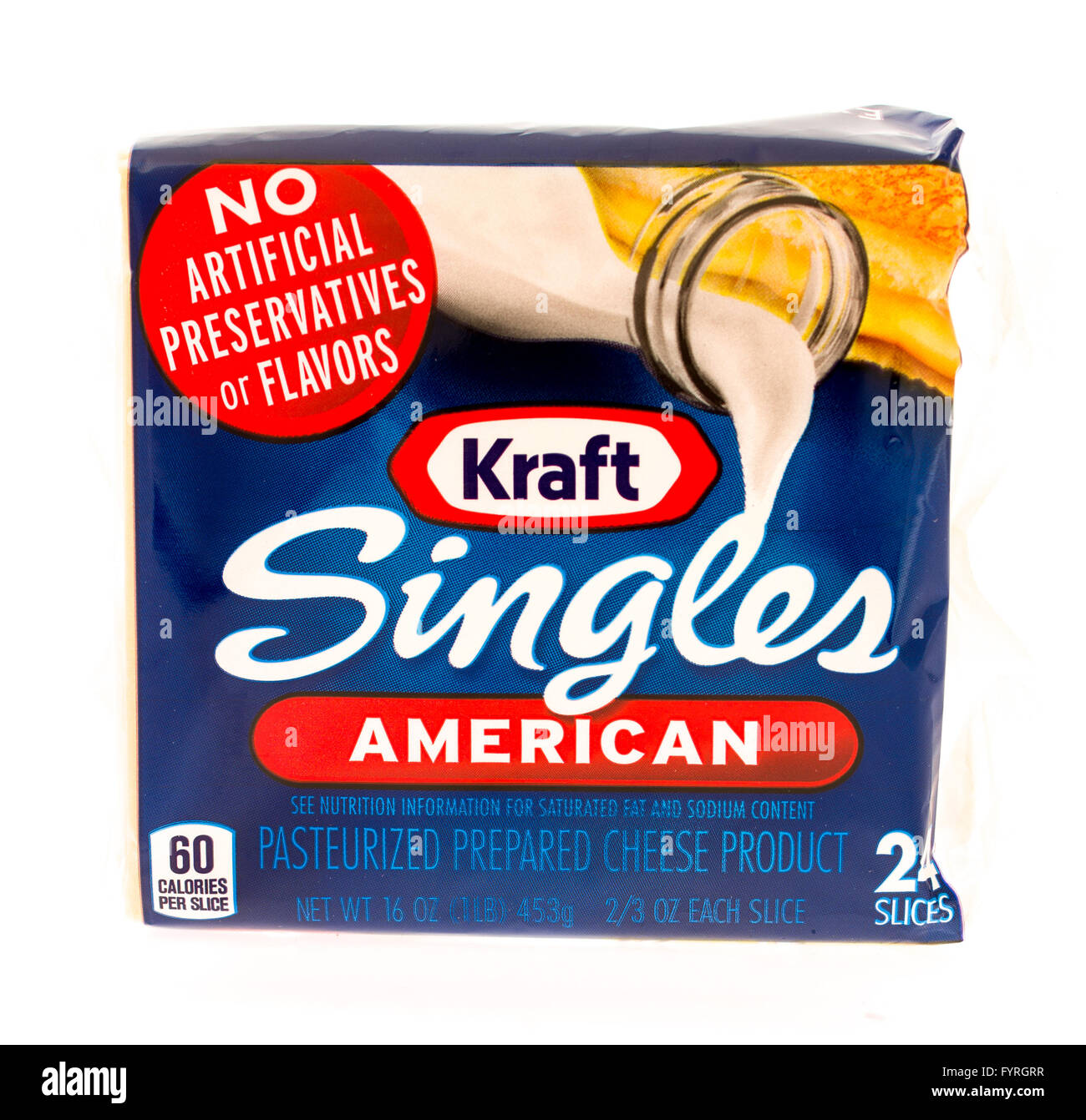 Winneconni, WI - 10 Giugno 2015: Pacchetto di Kraft singles formaggio americano Foto Stock
