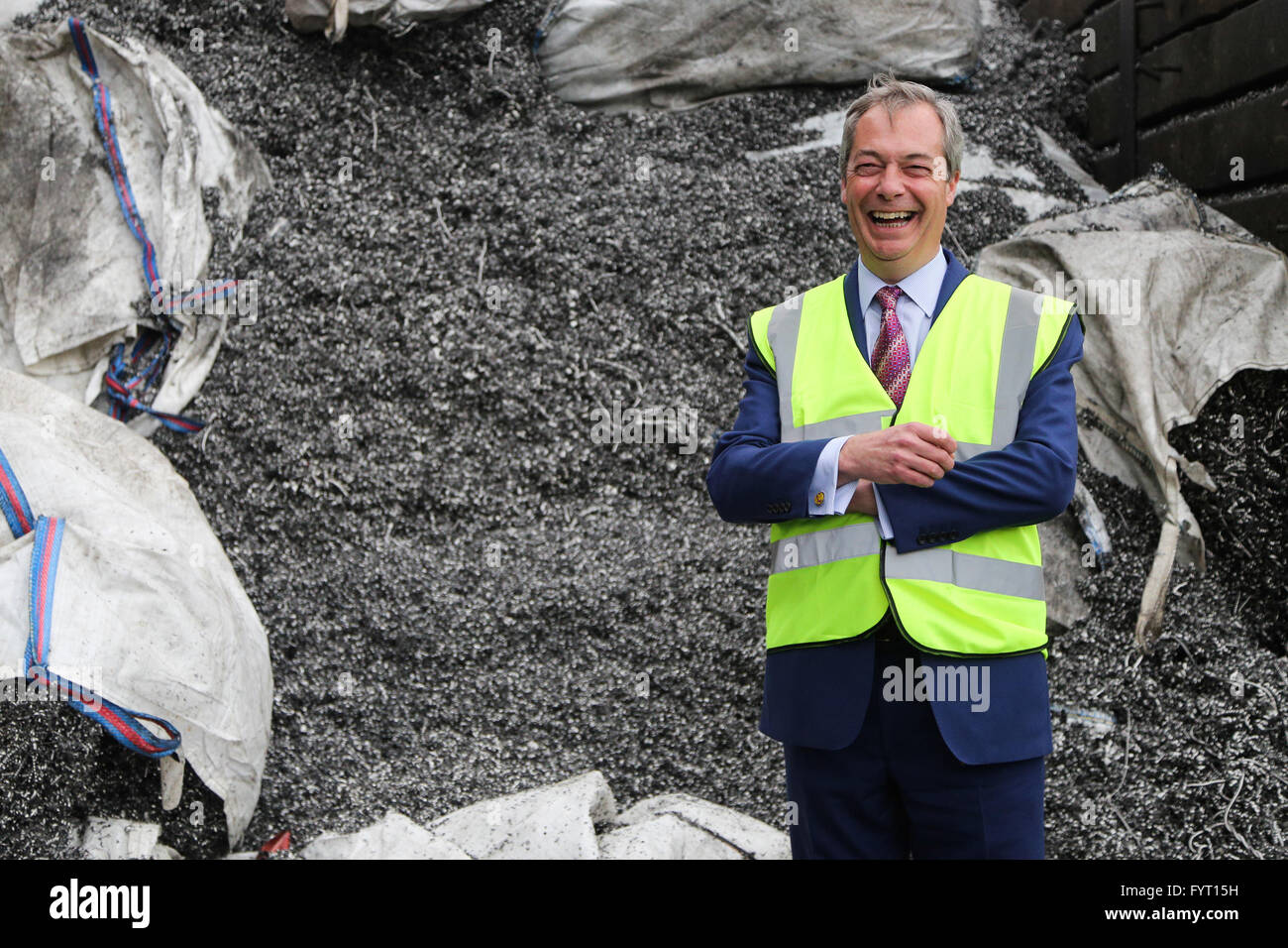 Leader UKIP Nigel Farage su una visita a Sheffield in south yorkshire, Regno Unito. Foto Stock