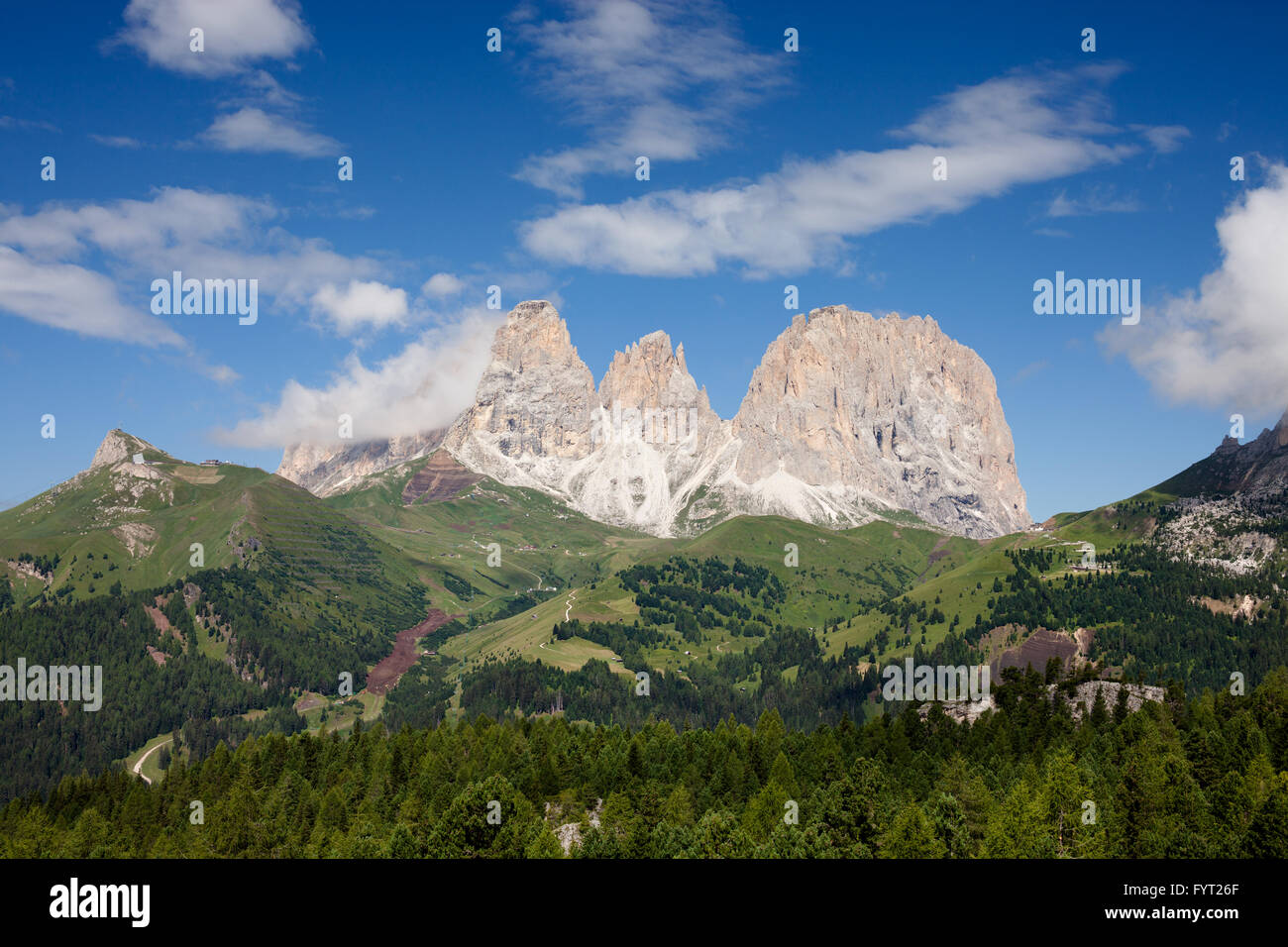 Sassolungo picchi di montagna Foto Stock