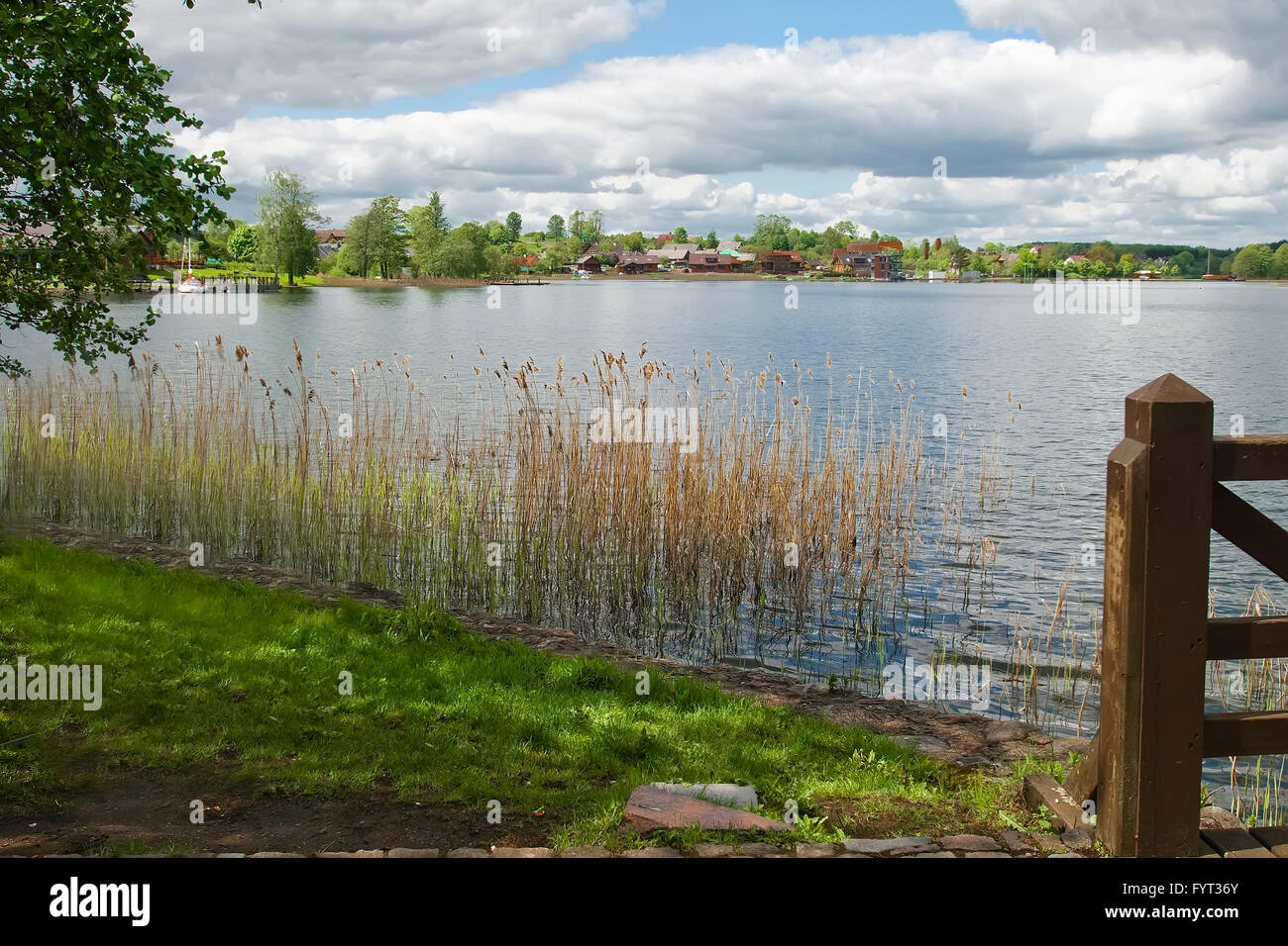 Il paesaggio del Lago di Galve, Lituana resort di Trakai Foto Stock