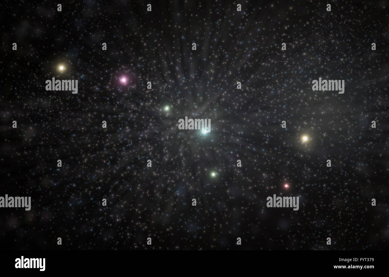 Big Dipper constellation 3D illustrazione con colorate stelle Foto Stock