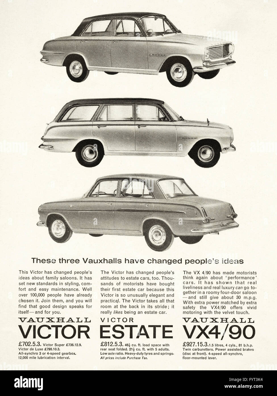 Originale vecchia vintage anni Sessanta magazine annuncio datato 1962. Pubblicità Pubblicità nuove vetture da Vauxhall Foto Stock