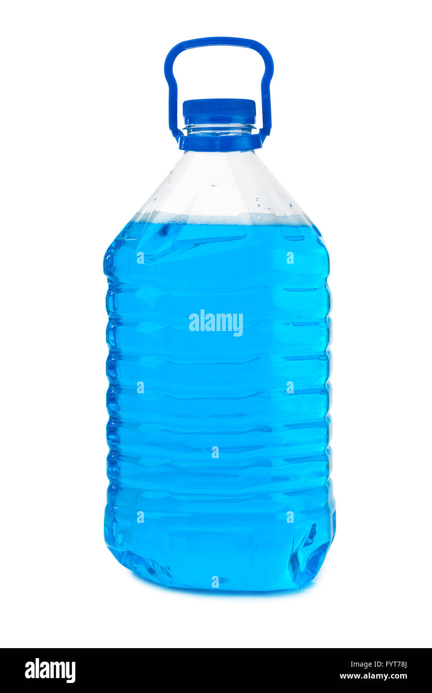Bottiglia con liquido di colore blu Foto Stock
