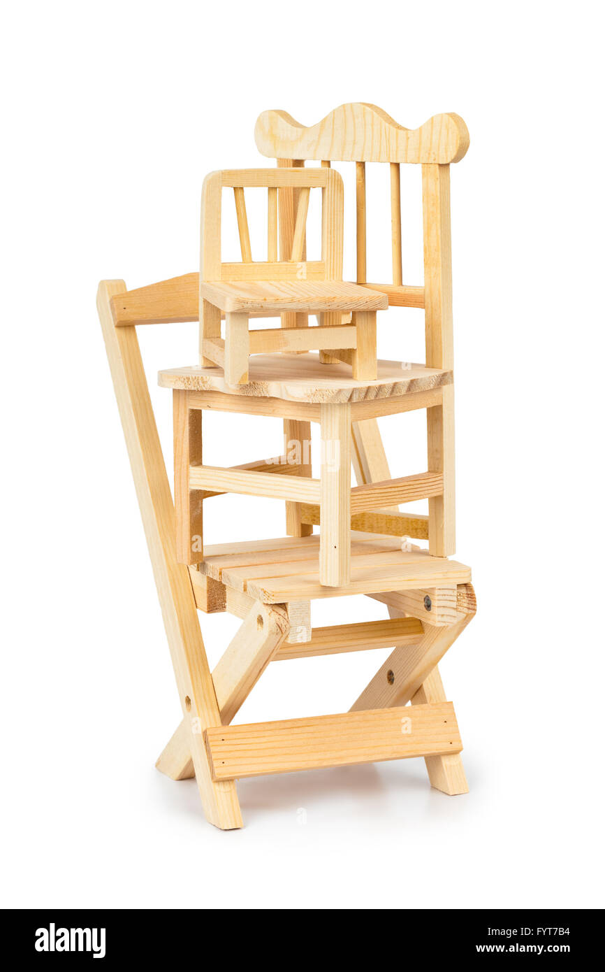 Giocattolo impilati con sedie in legno Foto Stock
