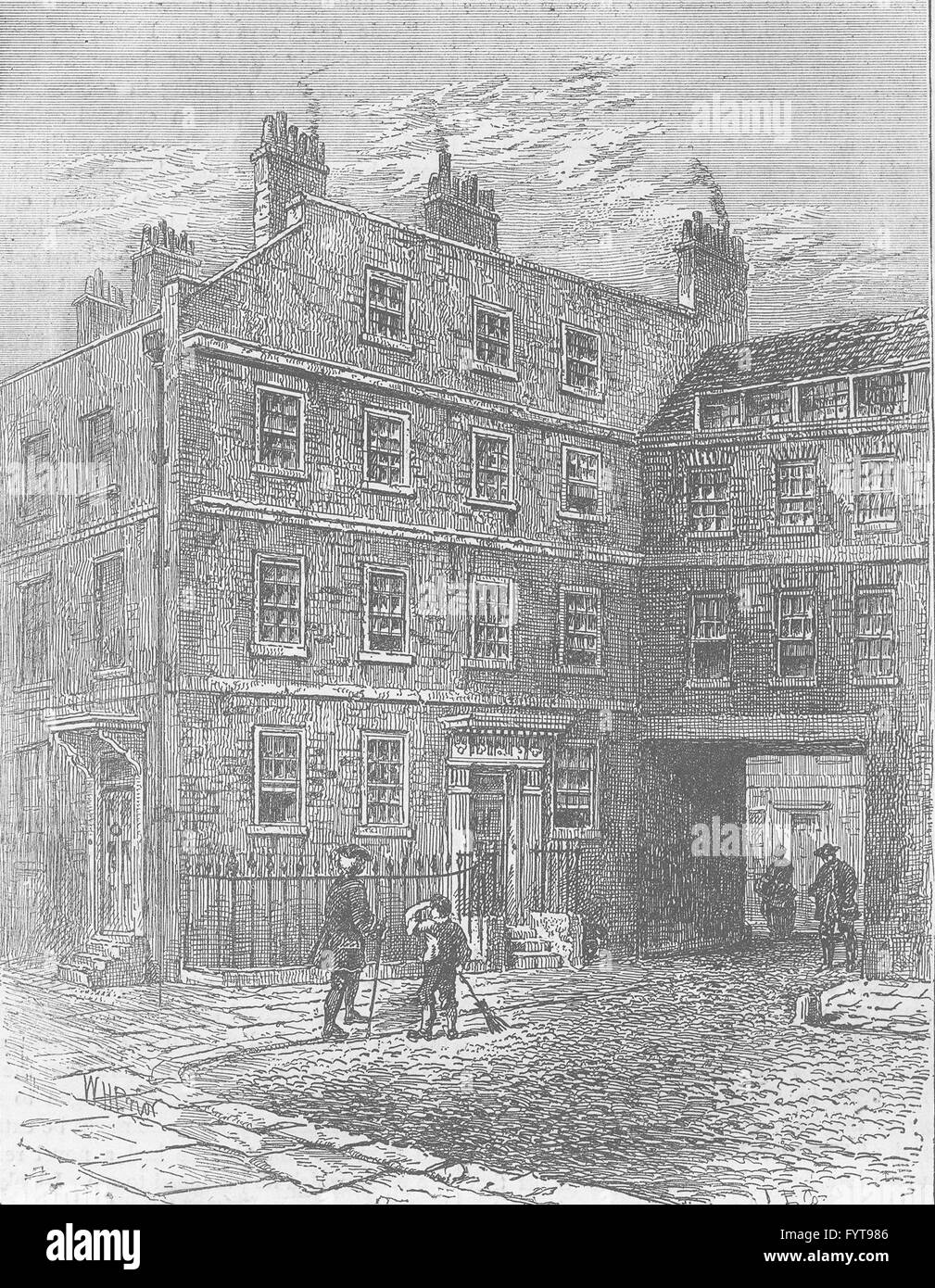 FLEET STREET: Gough Square. Londra, antica stampa c1880 Foto Stock
