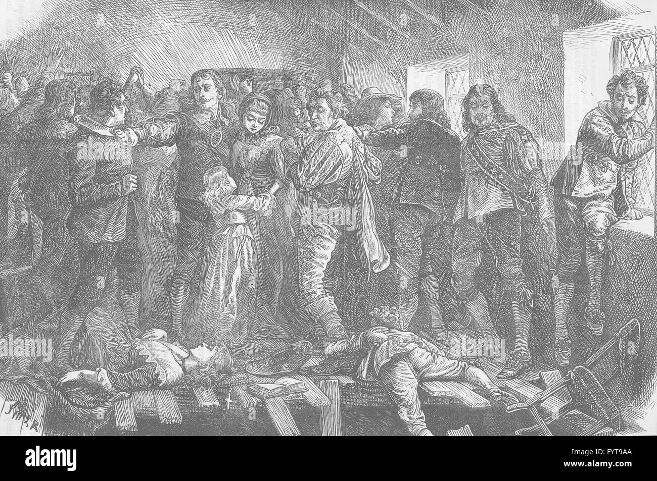 WHITEFRIARS: caduta in della cappella a Blackfriars. Londra, antica stampa c1880 Foto Stock