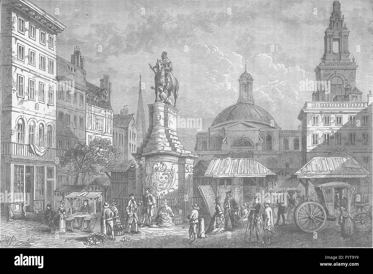 Città di Londra: le scorte sul mercato", sito del Mansion House Stampa vecchia c1880 Foto Stock