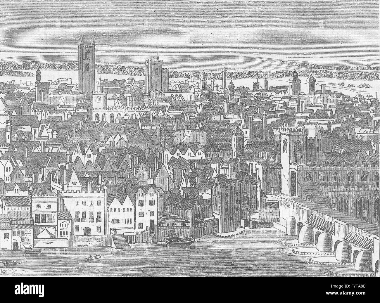 Pescherie' HALL: Il quartiere di London Bridge, da Hollar della vista, c1880 Foto Stock