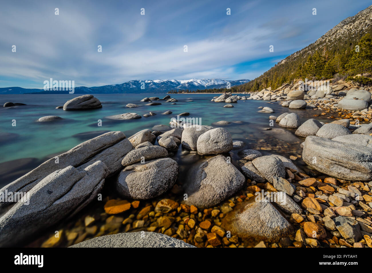 Un giorno al Bonsai Rock in Lake Tahoe, Nevada! Foto Stock