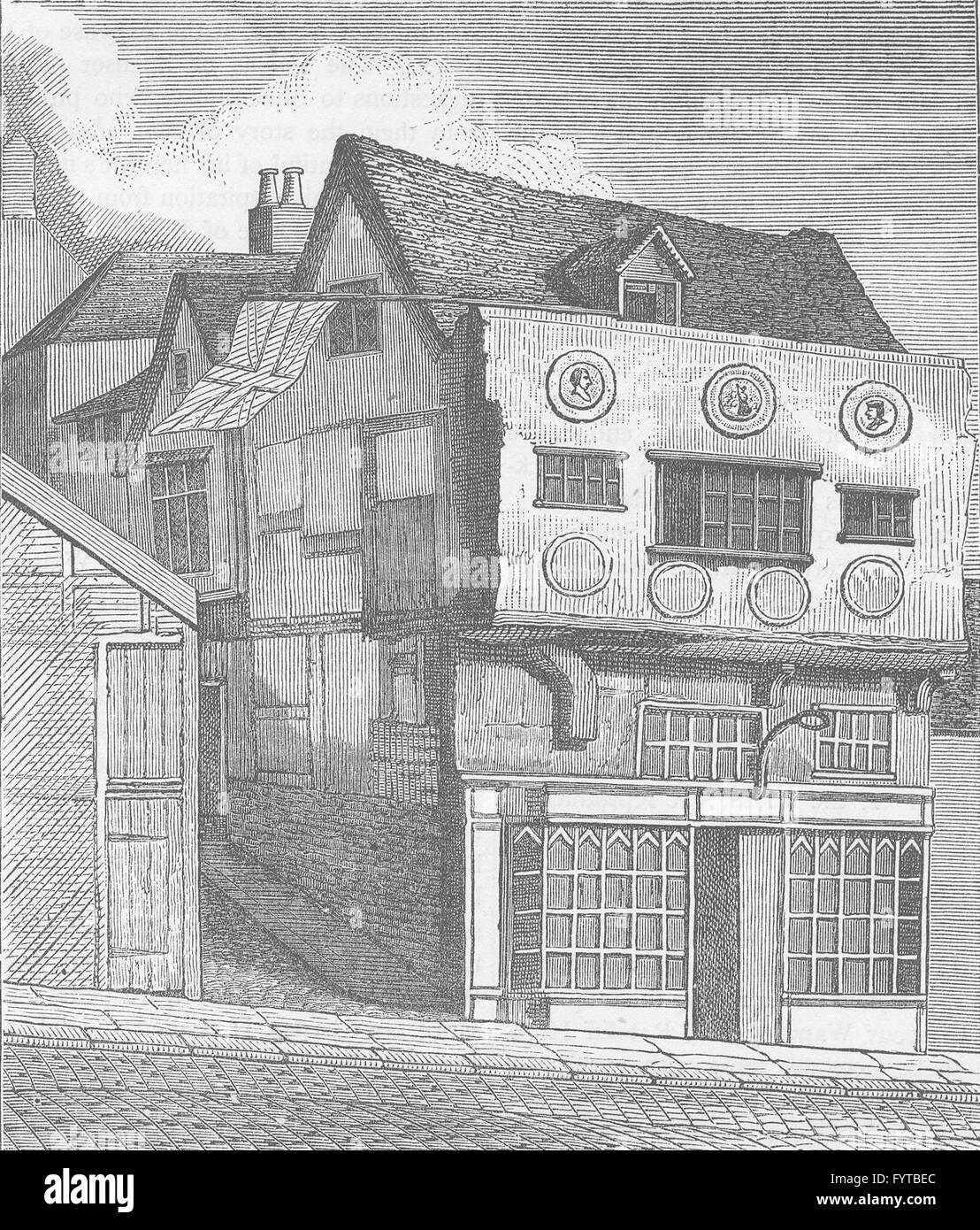 Città di Londra: una vecchia casa in Little Tower Hill (Smith 1792), stampa c1880 Foto Stock