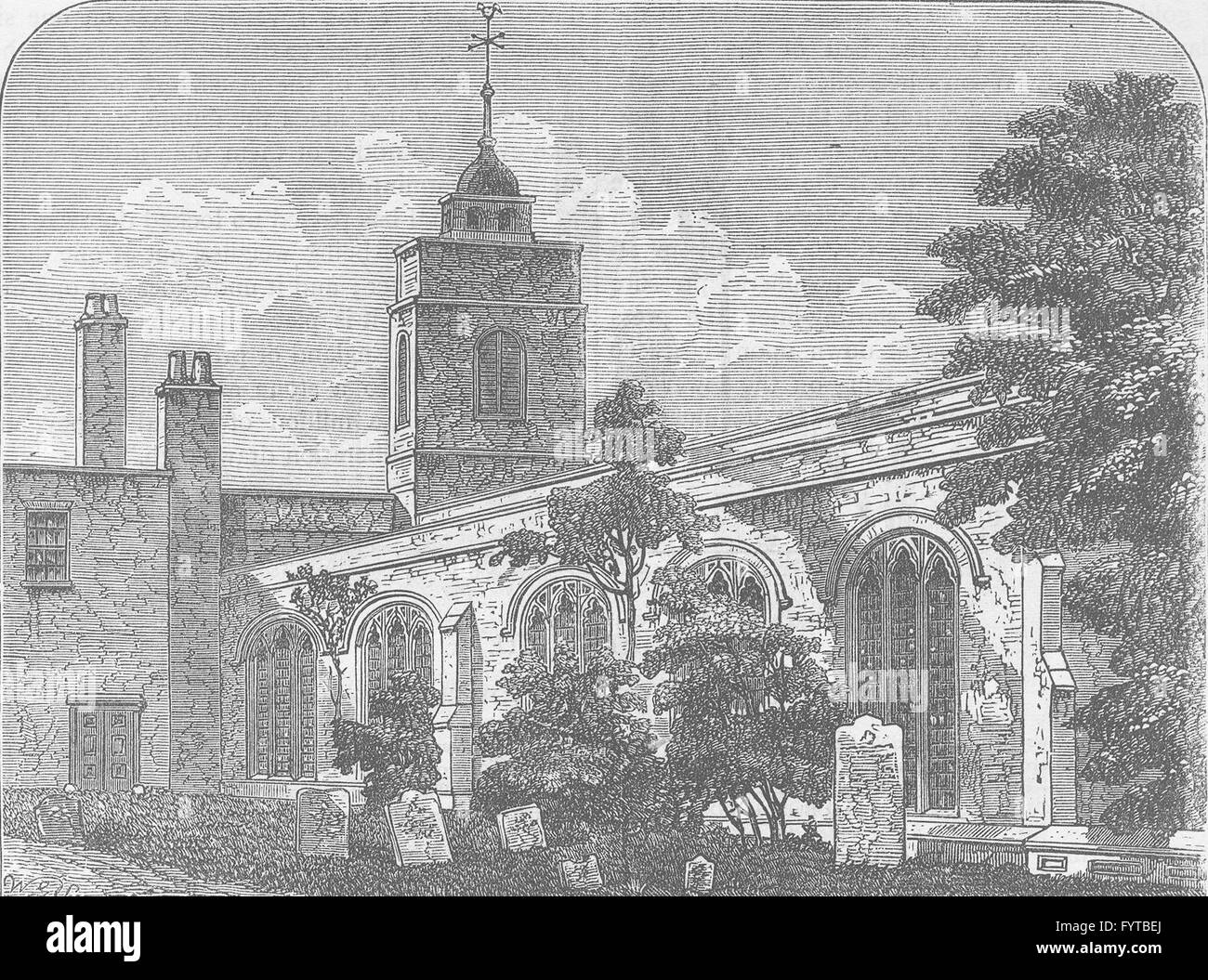 Città di Londra: la chiesa del Allhallows-per-il-torre (Barking), nel 1750, c1880 Foto Stock