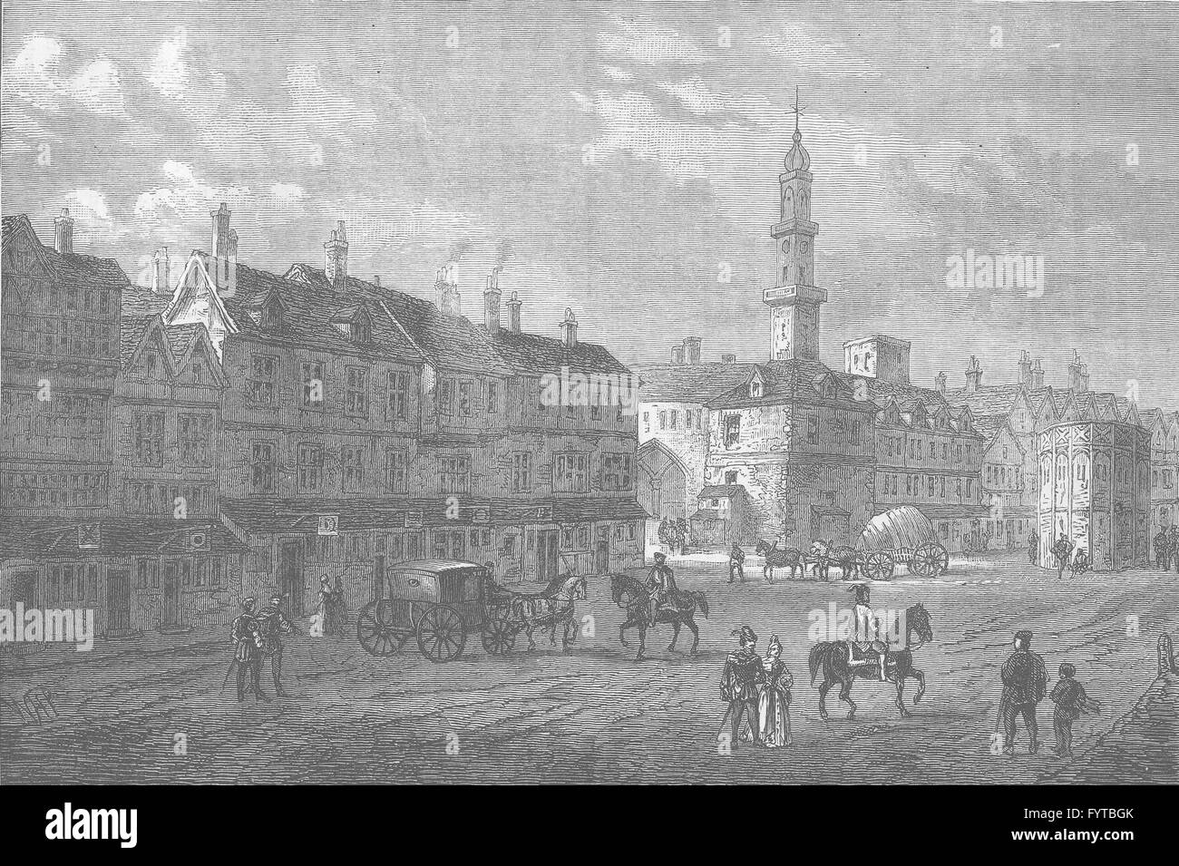 BISHOPSGATE: Cornhill nel 1630 (dopo Boydell). Londra, antica stampa c1880 Foto Stock