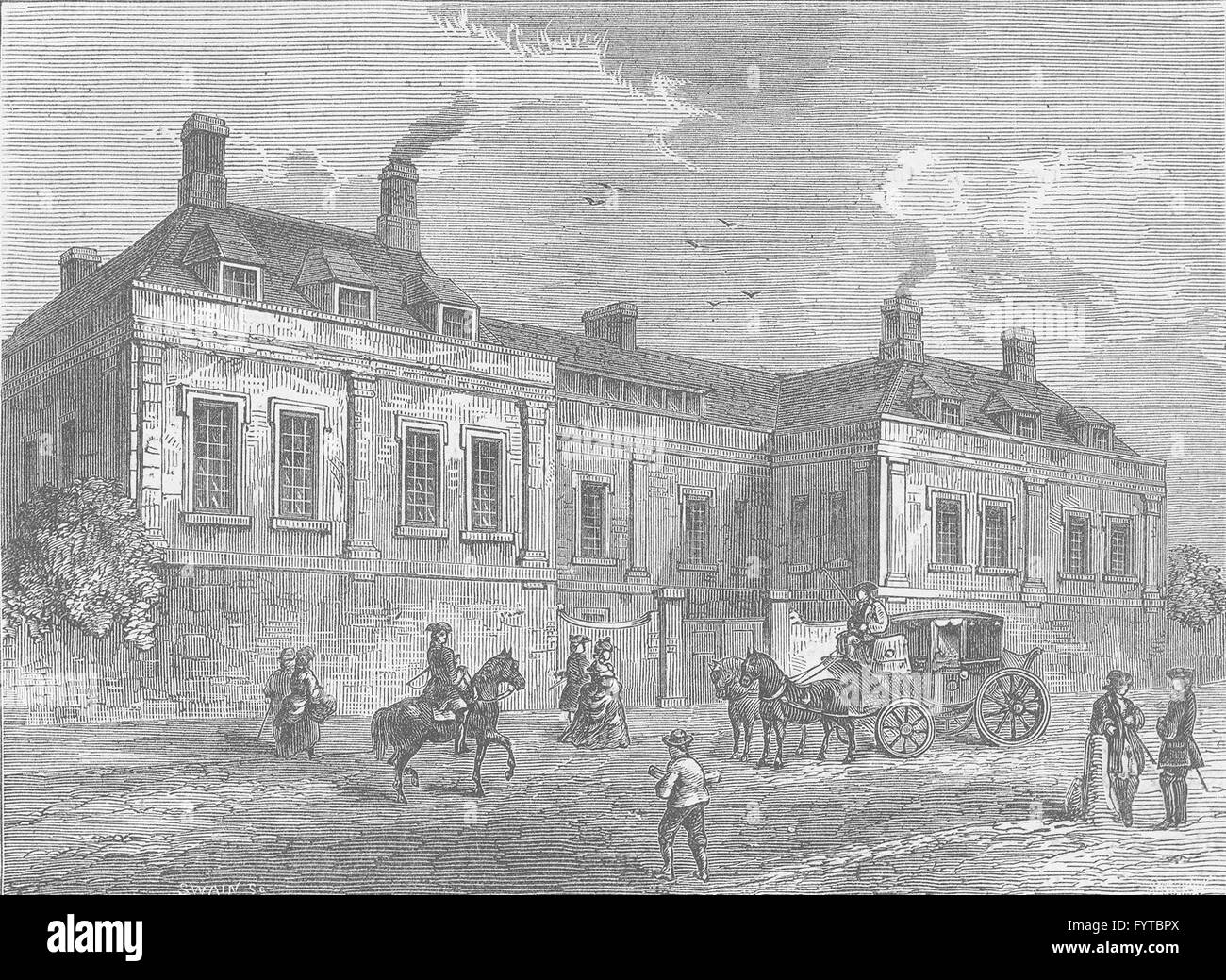 CLERKENWELL: Newcastle House (1770). Londra, antica stampa c1880 Foto Stock