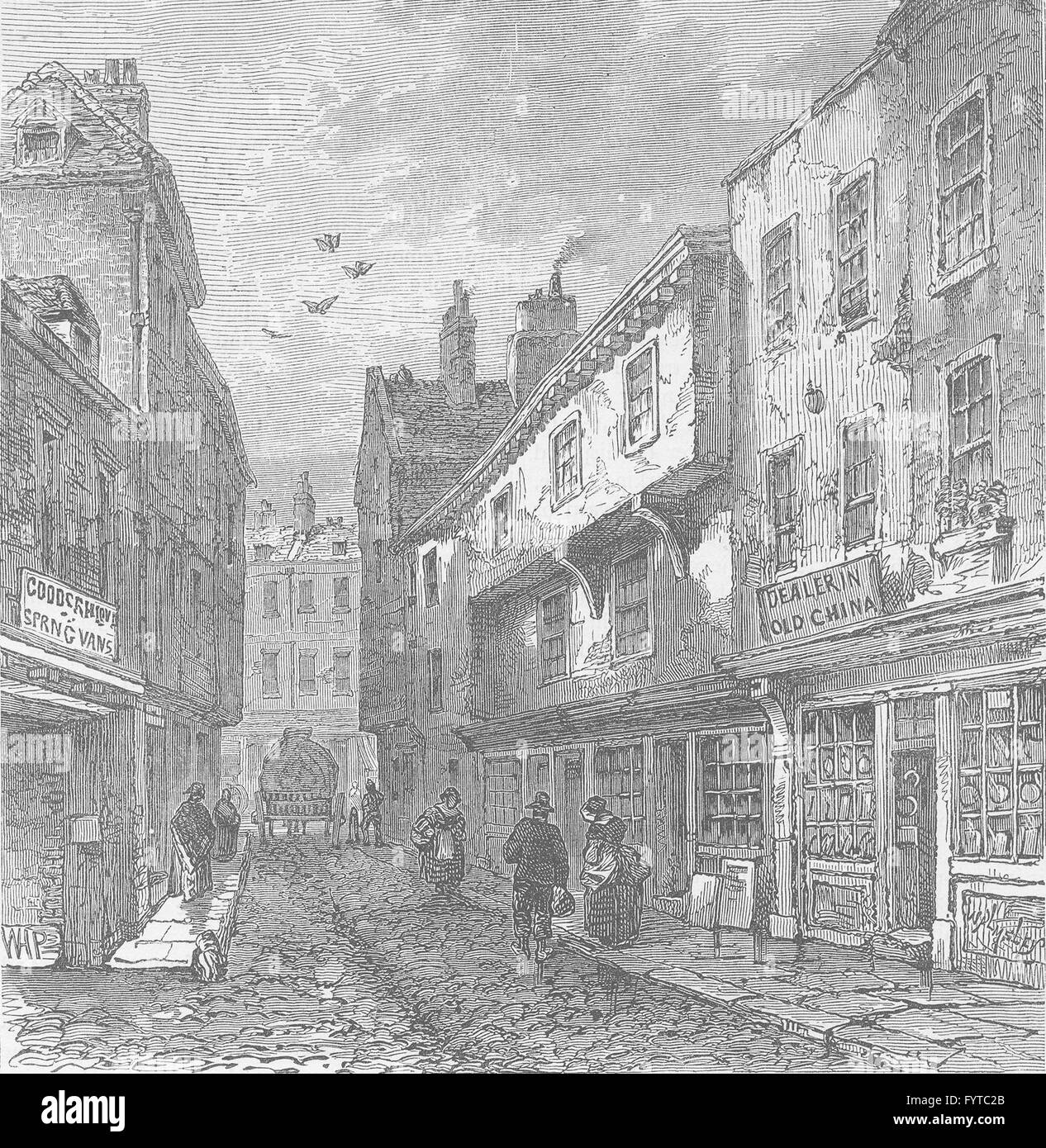 HATTON GARDEN: pelle Lane. Londra, antica stampa c1880 Foto Stock