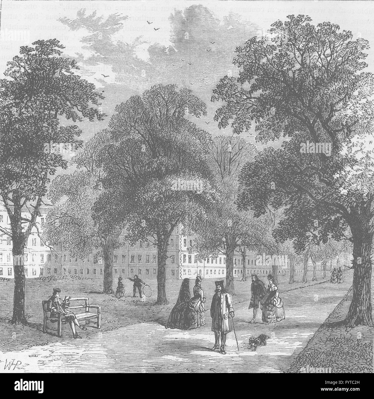 L'Holborn locande di corte e CHANCERY: Gray's Inn giardini, 1770. Londra, c1880 Foto Stock