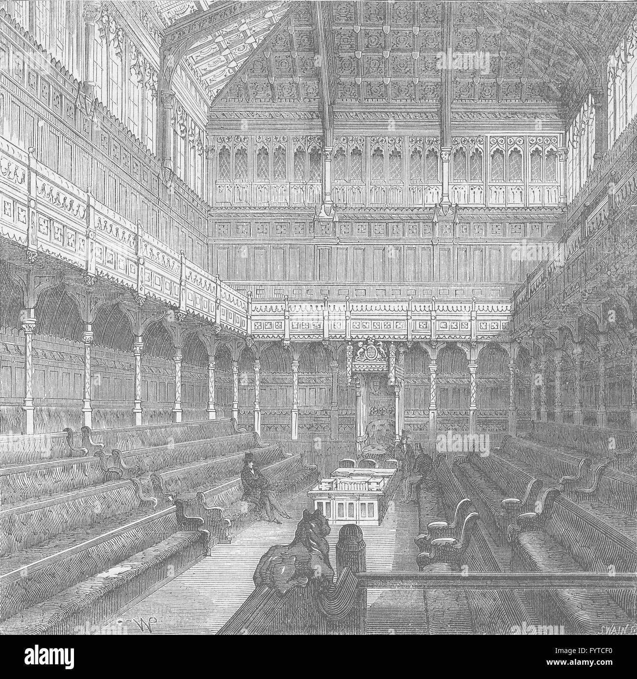 Il PALAZZO REALE DI WESTMINSTER: Interno della House of Commons, 1875, c1880 Foto Stock