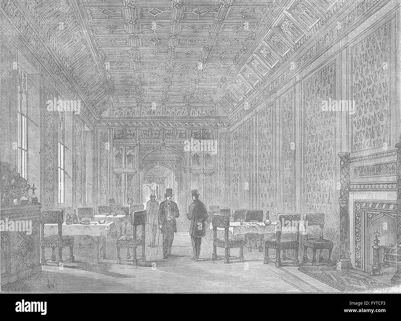 ROYAL PALACE OF WESTMINSTER: sala da pranzo della casa dei signori. Londra, c1880 Foto Stock