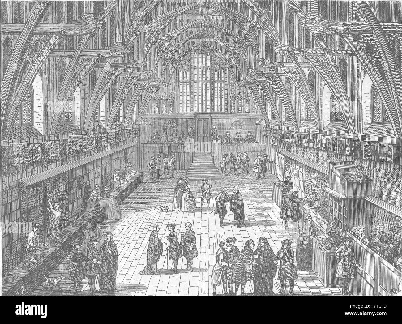 WESTMINSTER: Interno della vecchia Westminster Hall nel 1797. Londra, antica stampa c1880 Foto Stock