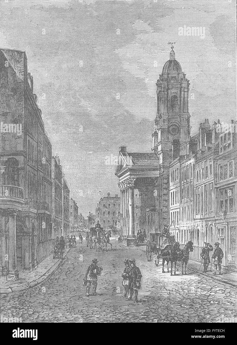 MAYFAIR: George Street, Hanover Square, nel 1800. Londra, antica stampa c1880 Foto Stock