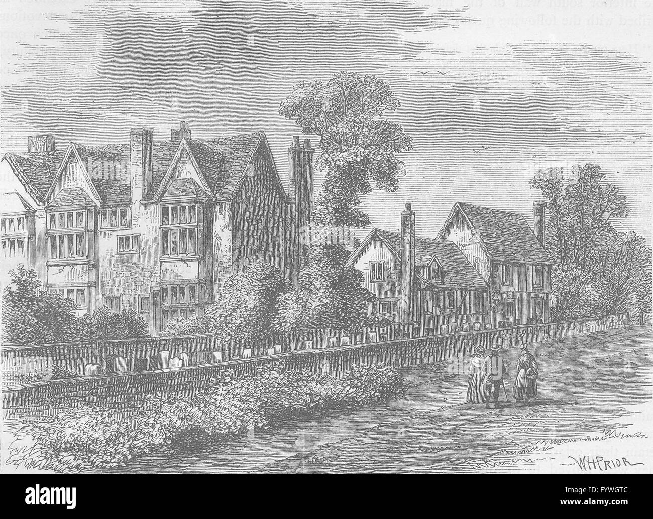 HACKNEY: il bianco e nero House, 1800. Londra, antica stampa c1880 Foto Stock