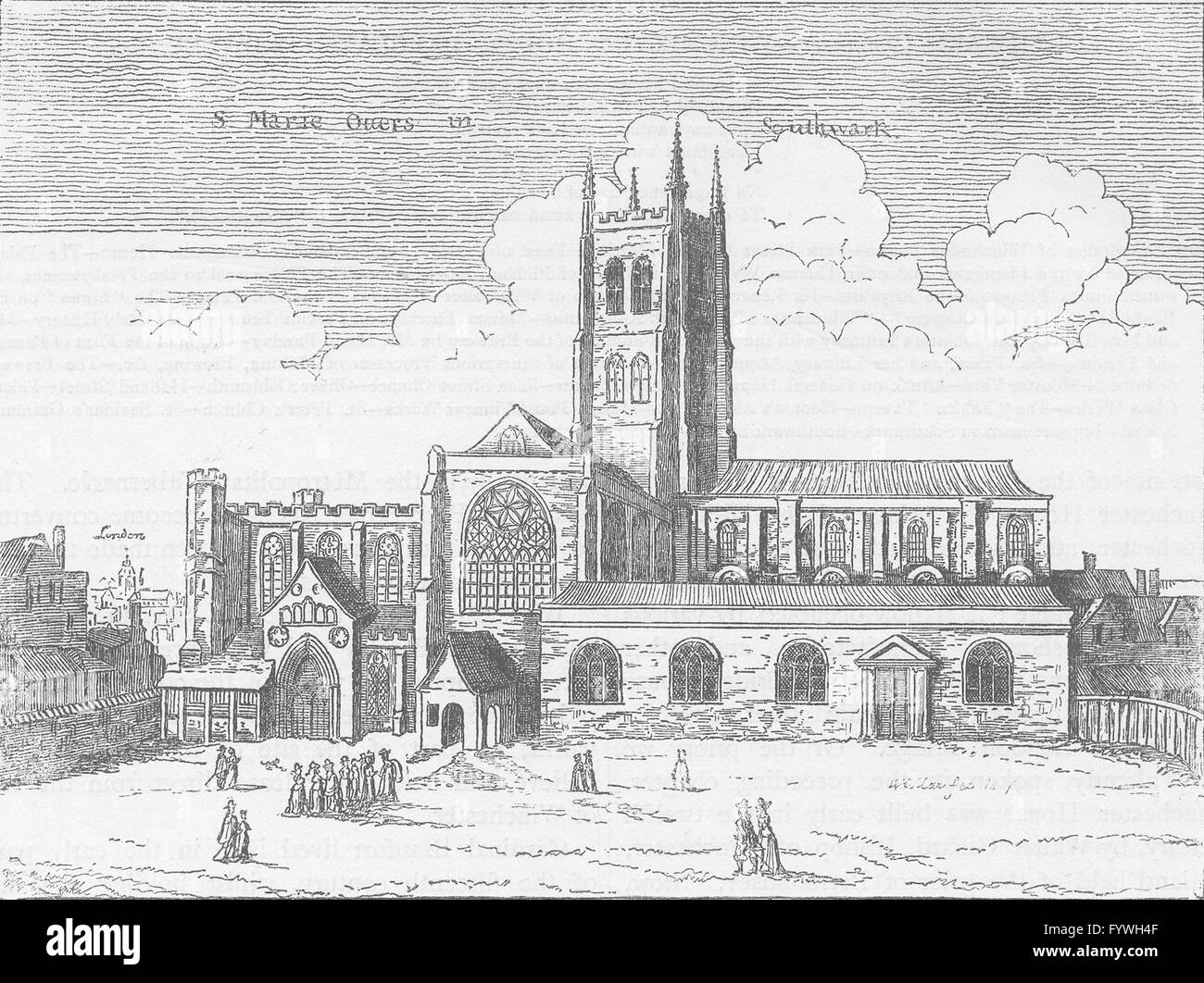 SOUTHWARK: Vista di St.Mary Overy, da un attacco del 1647 da Hollar. Londra, c1880 Foto Stock