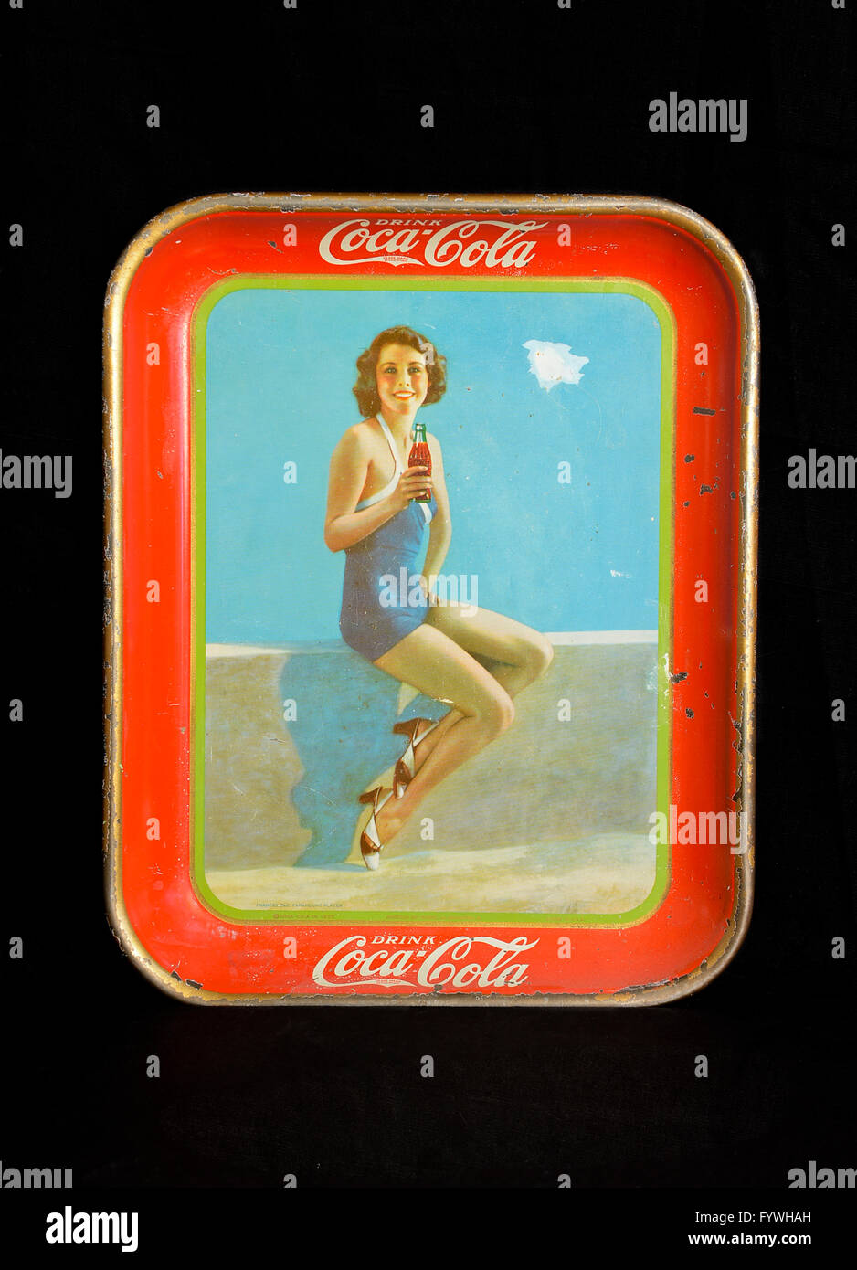 Bere Coca-Cola pubblicità che serve il vassoio 1935 con Francesca Lee Pin-up girl Foto Stock