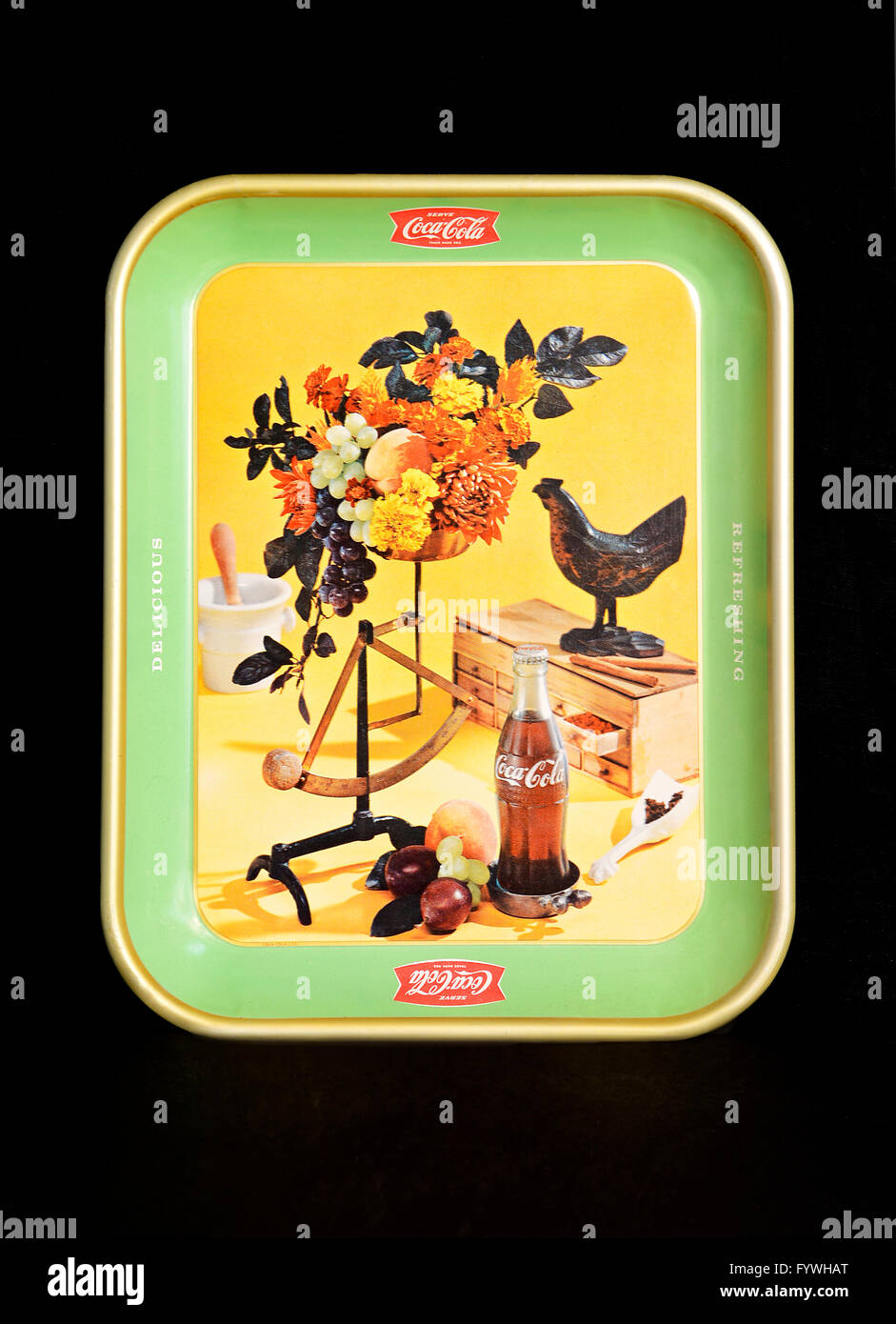 Vintage stagno pubblicità Coca-Cola vassoio Foto Stock