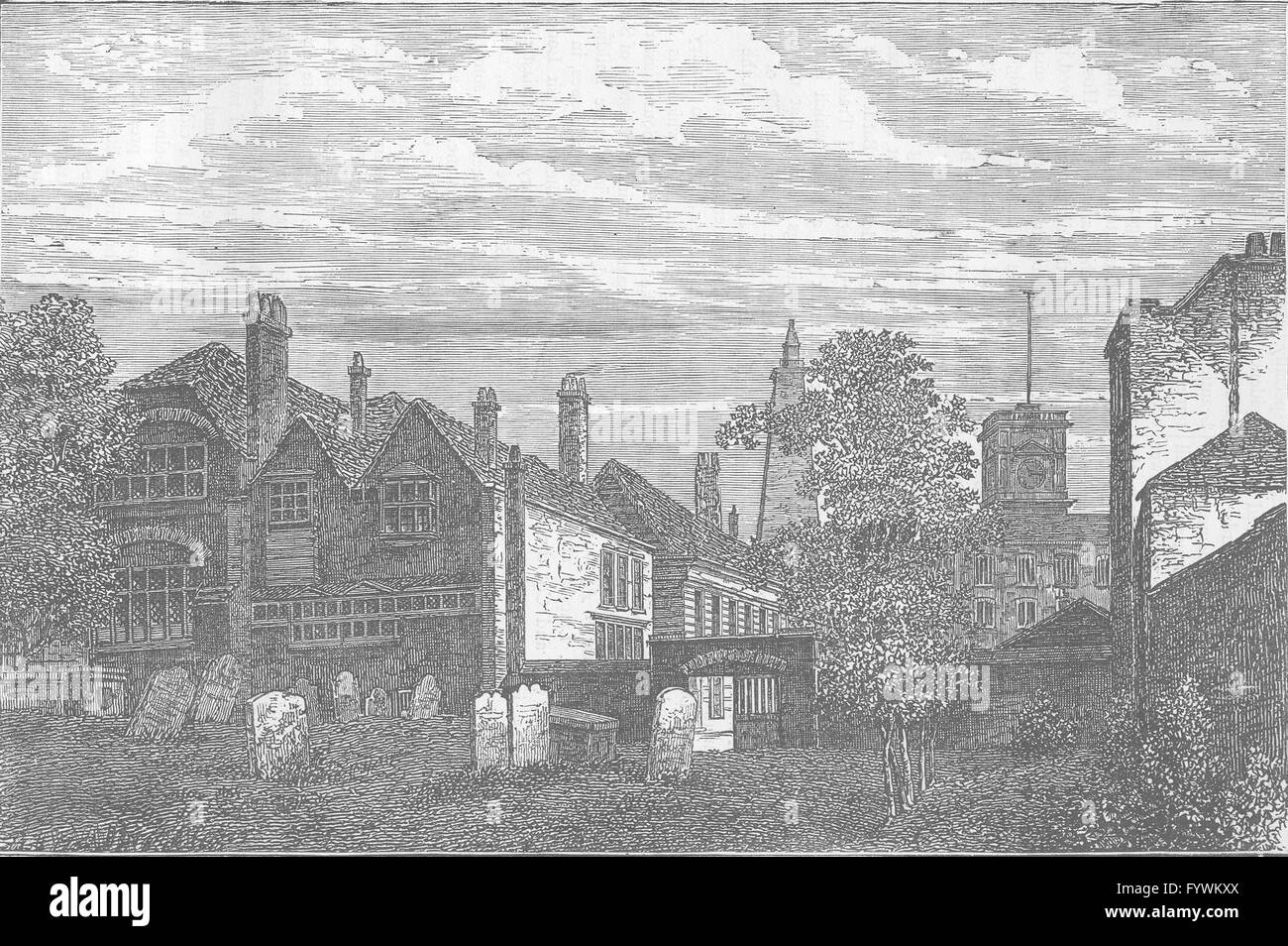 BERMONDSEY: scuola di grammatica di St.Olave, 1810. Londra, antica stampa c1880 Foto Stock
