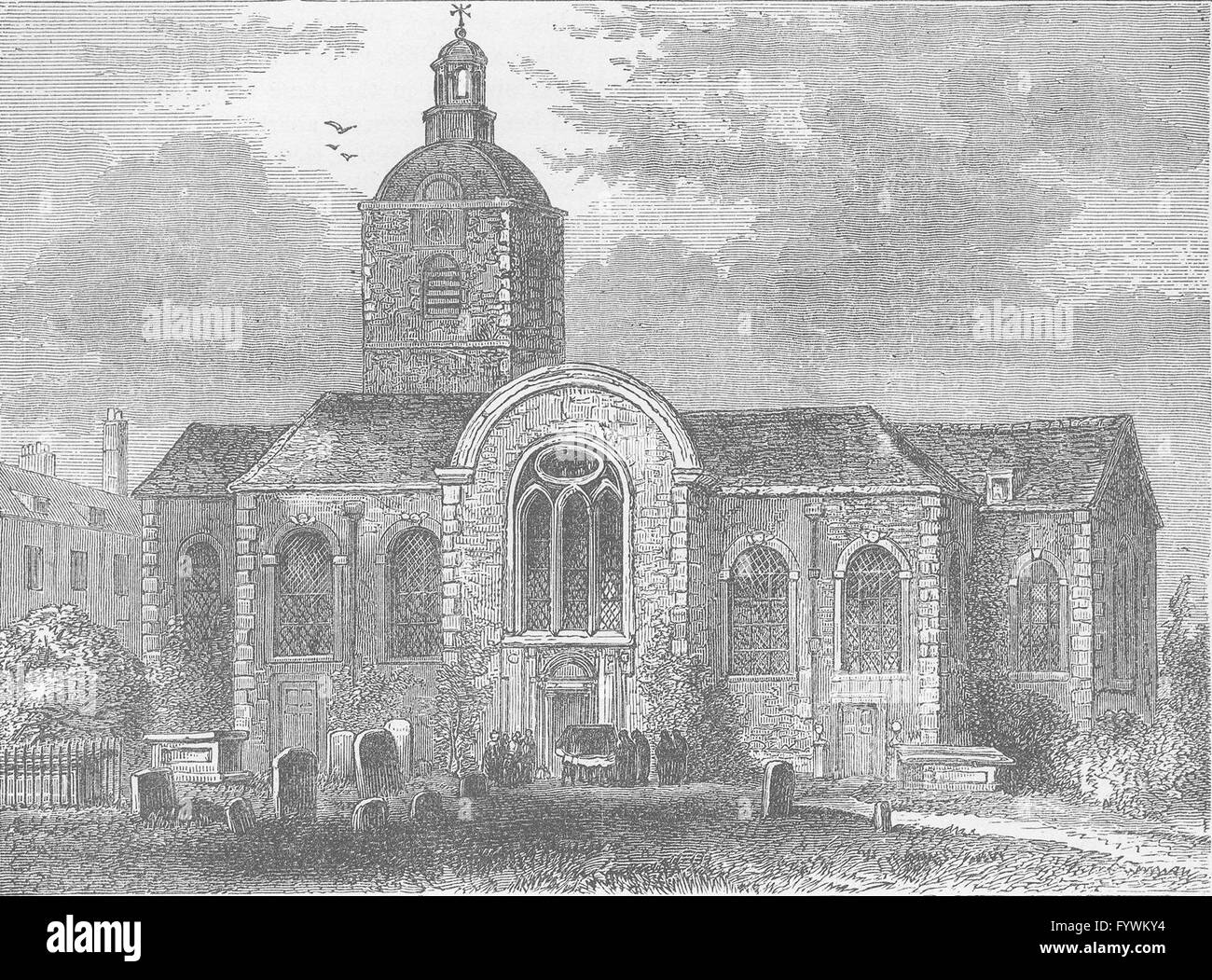 BERMONDSEY: Santa Maria Maddalena la chiesa, Bermondsey, 1809. Londra, stampa c1880 Foto Stock
