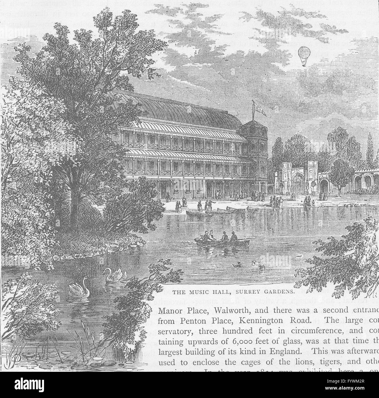 KENNINGTON: la sala della musica, Surrey Gardens. Londra, antica stampa c1880 Foto Stock