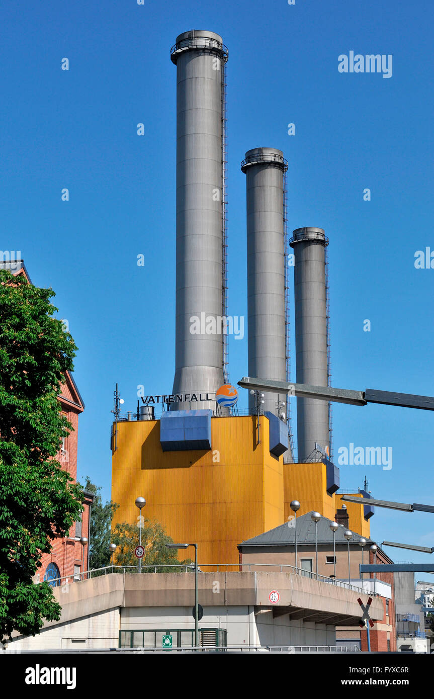 Vattenfall la produzione combinata di calore e di stazione di potenza, Forckenbeckstrasse, Wilmersdorf, Berlino, Germania Foto Stock