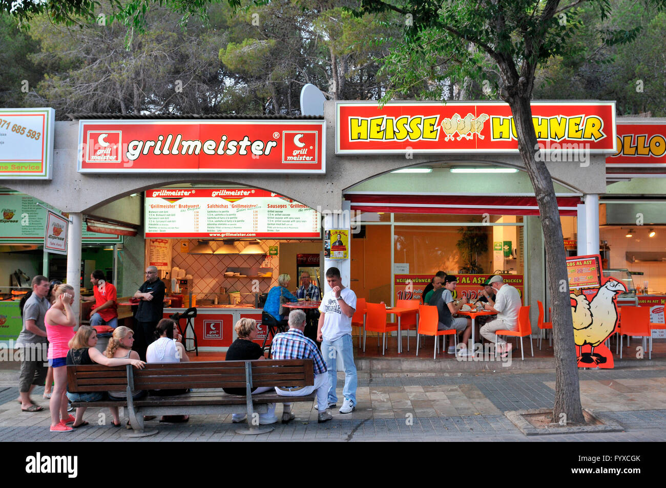 Il tedesco snackbar, Deutscher Imbiss, Peguera, Mallorca, Spagna Foto Stock