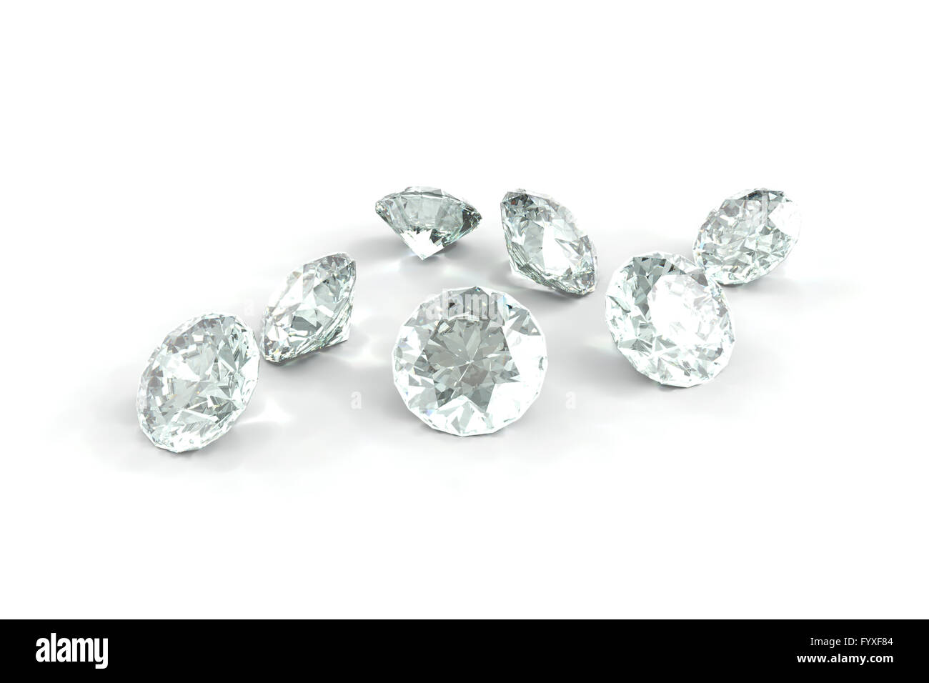 Diamanti, isolati su sfondo bianco Foto Stock