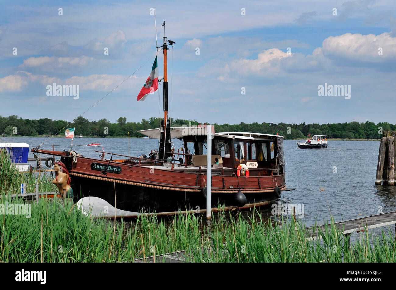 La barca di legno, il Werder an der Havel, Brandeburgo, Germania Foto Stock