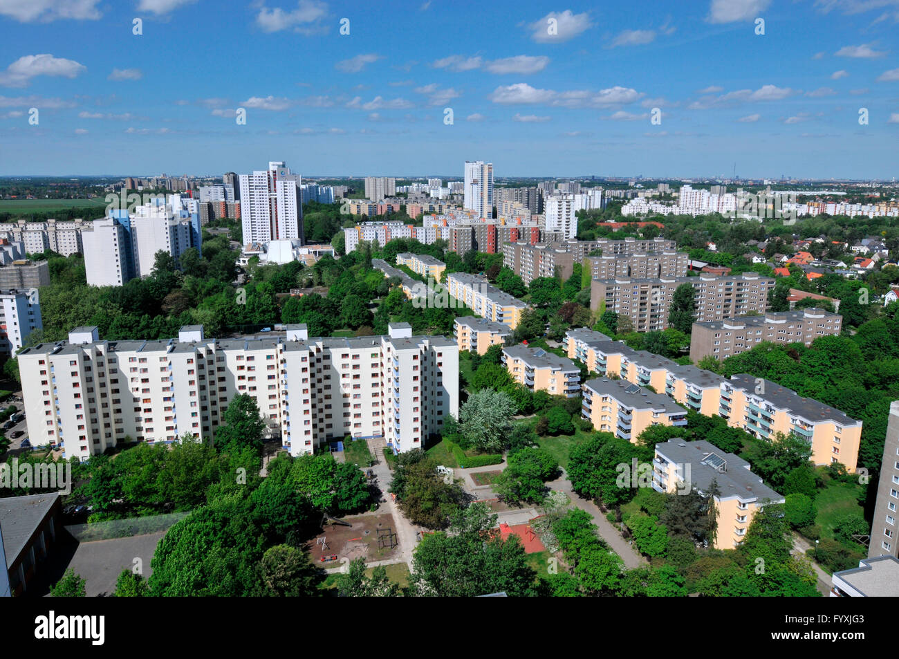 Sviluppo di alloggiamento, Gropiusstadt, Neukolln, Berlino, Germania / Neukölln Foto Stock