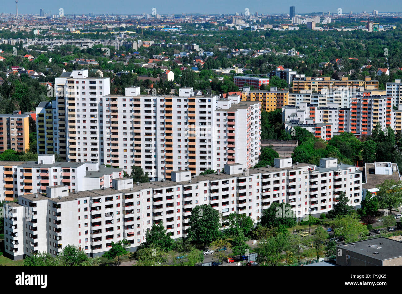 Sviluppo di alloggiamento, Gropiusstadt, Neukolln, Berlino, Germania / Neukölln Foto Stock