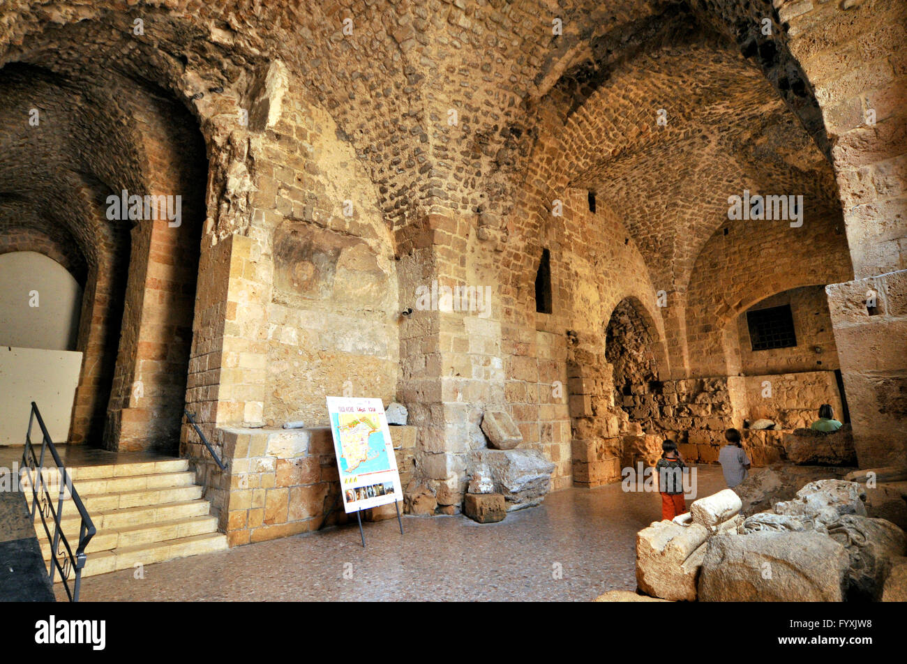 Prigione hall, crociati città, Akkon, la Galilea Israele / Akko Foto Stock