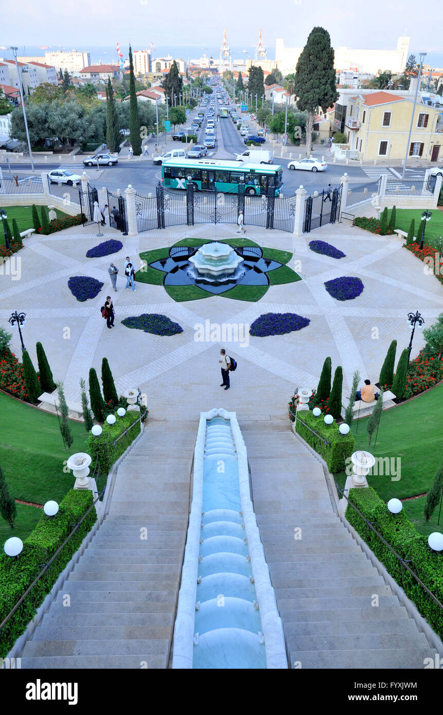 Park, scale, santuario del Bab, Haifa, Israele Foto Stock