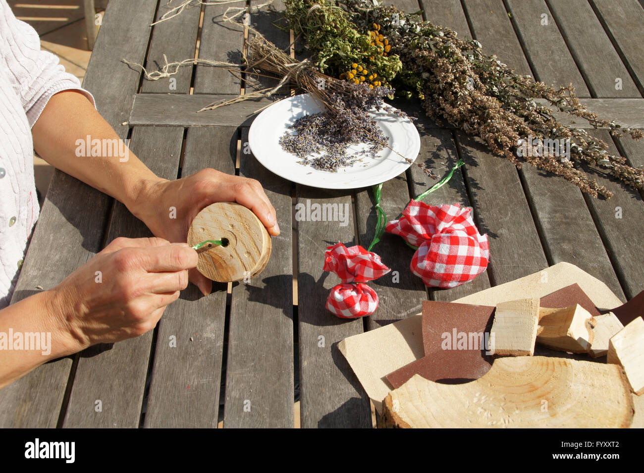 Panno-moth protecing con legno di cedro Foto Stock