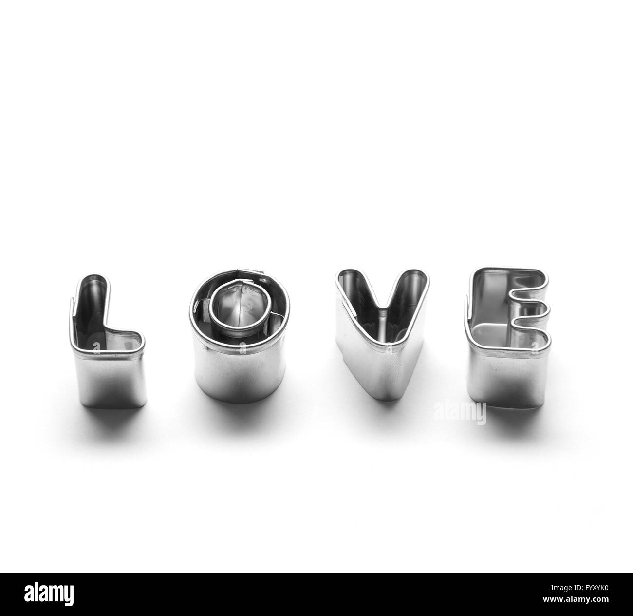Il messaggio di amore fatto di cromo lettere Foto Stock