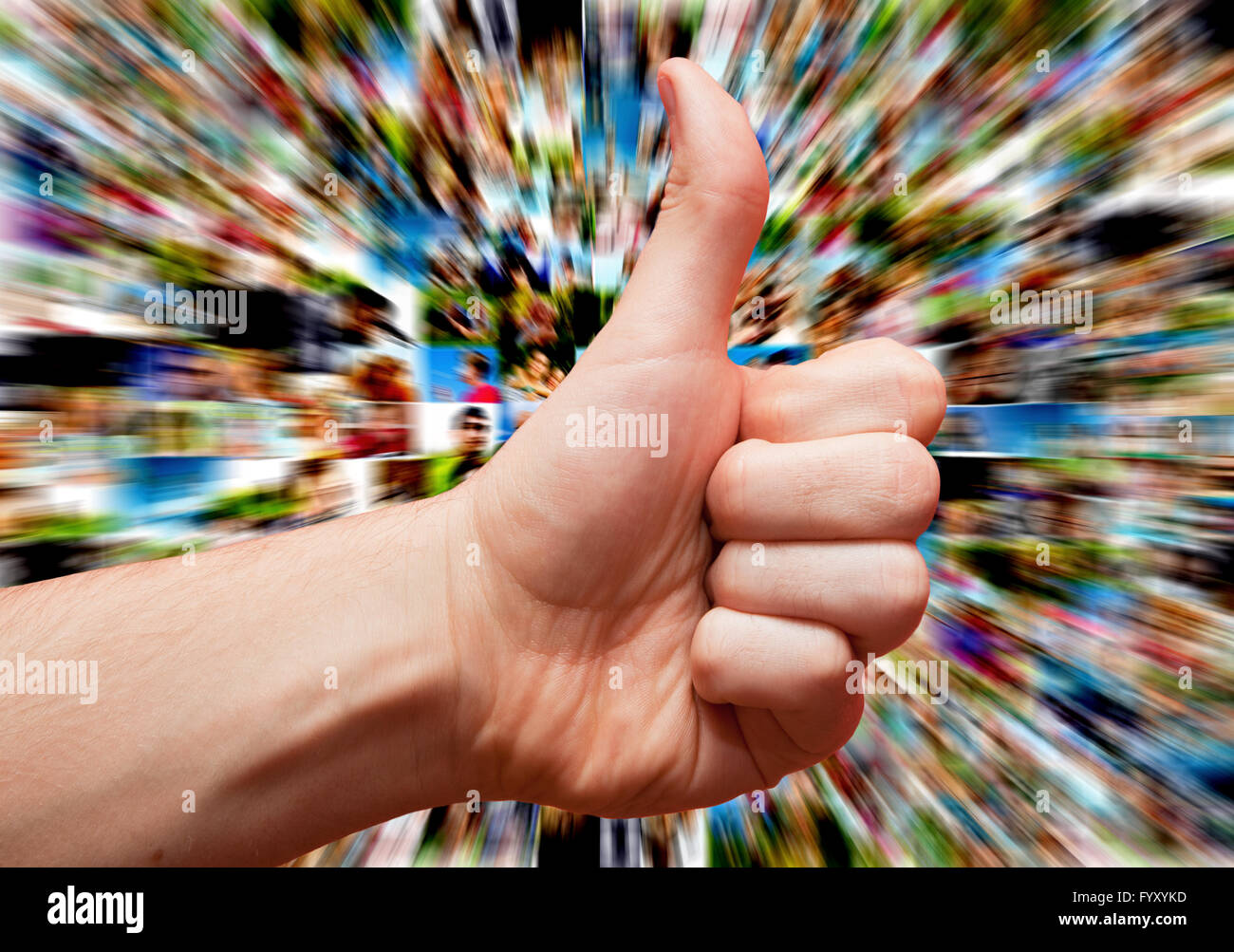 I social media e la mano come gesto Foto Stock