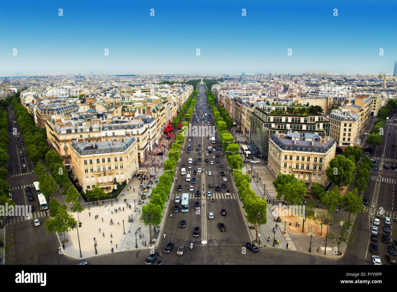 Avenue des Champs Elysees di Parigi, Francia Foto Stock