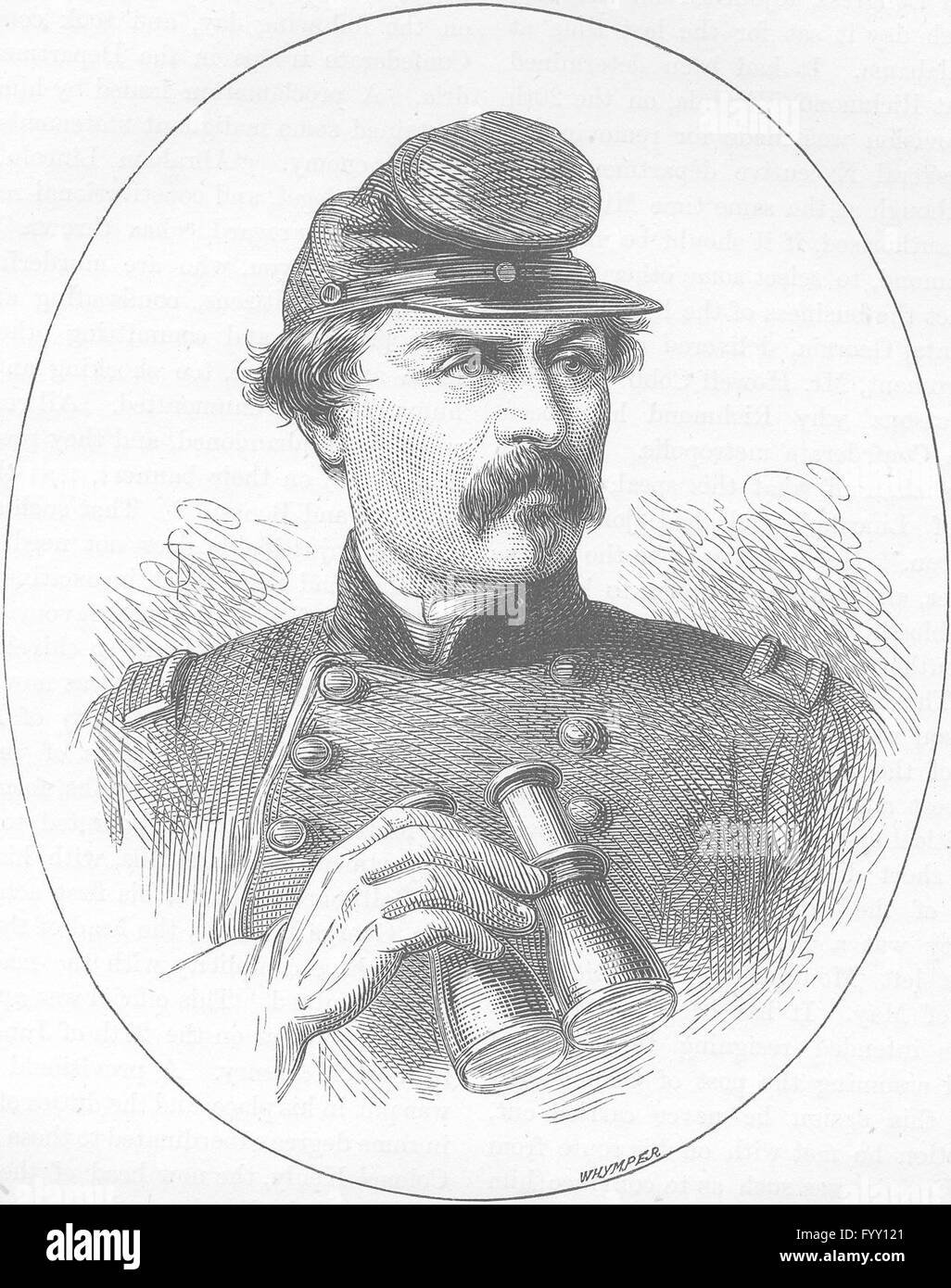 MILITARIA: guerra civile: Generale McClellan, antica stampa c1880 Foto Stock