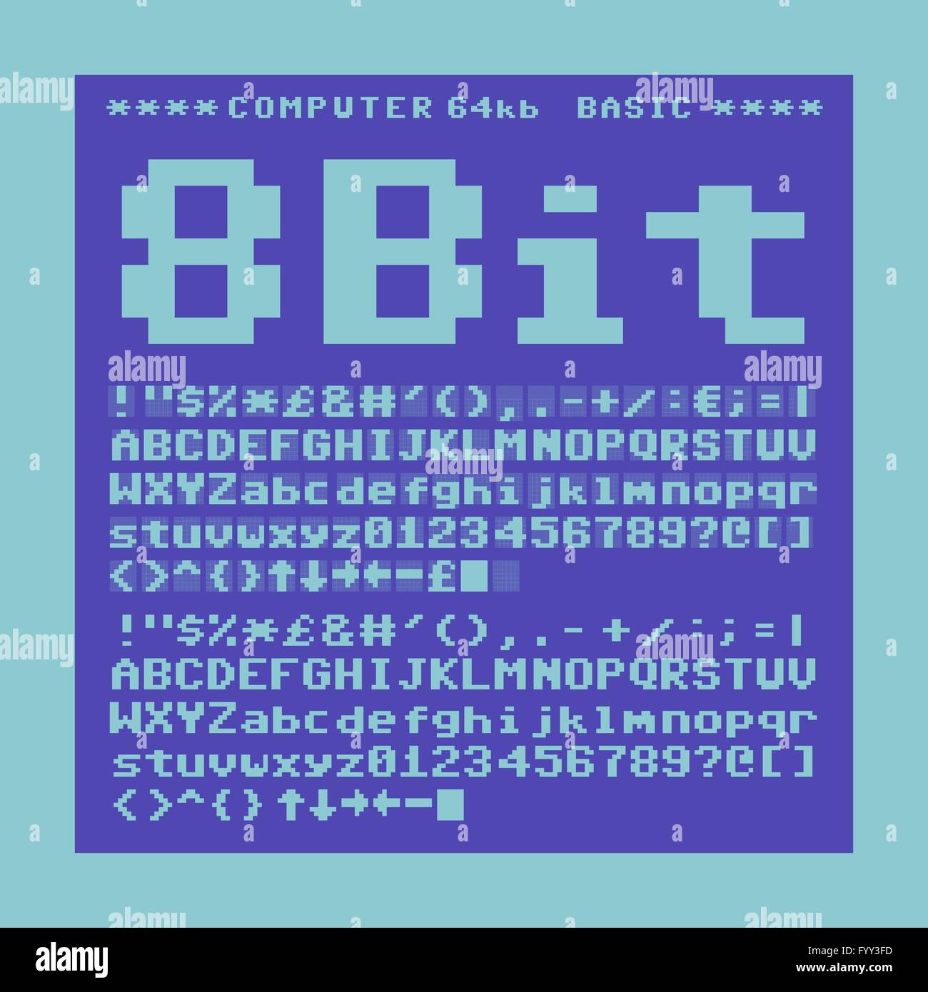 tipo di carattere a 8 bit Illustrazione Vettoriale