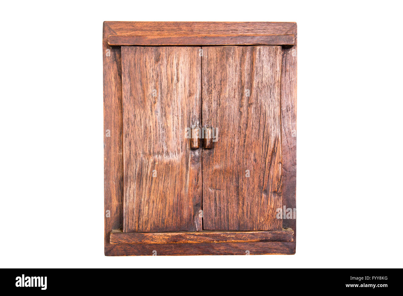 Finestra in legno isolato su bianco Foto Stock
