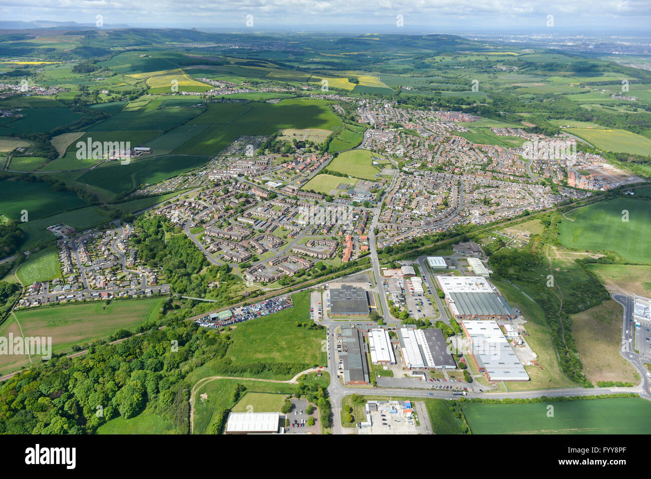 Una veduta aerea del North Yorkshire città di Skelton-in-Cleveland Foto Stock