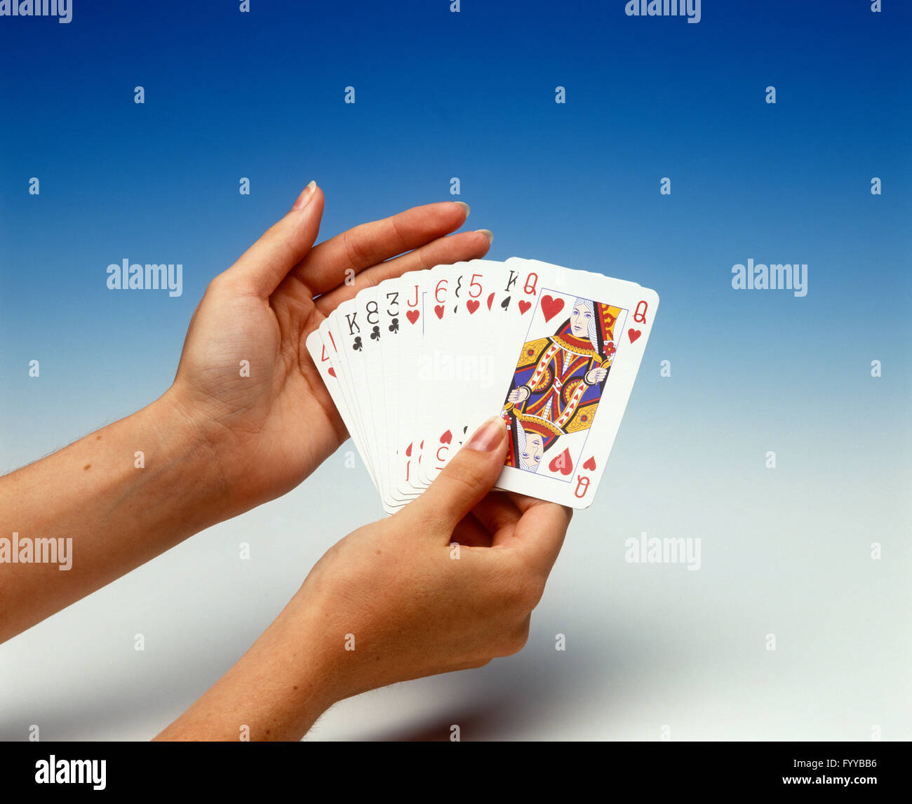 Un mazzo di carte, all'interno. Foto Stock