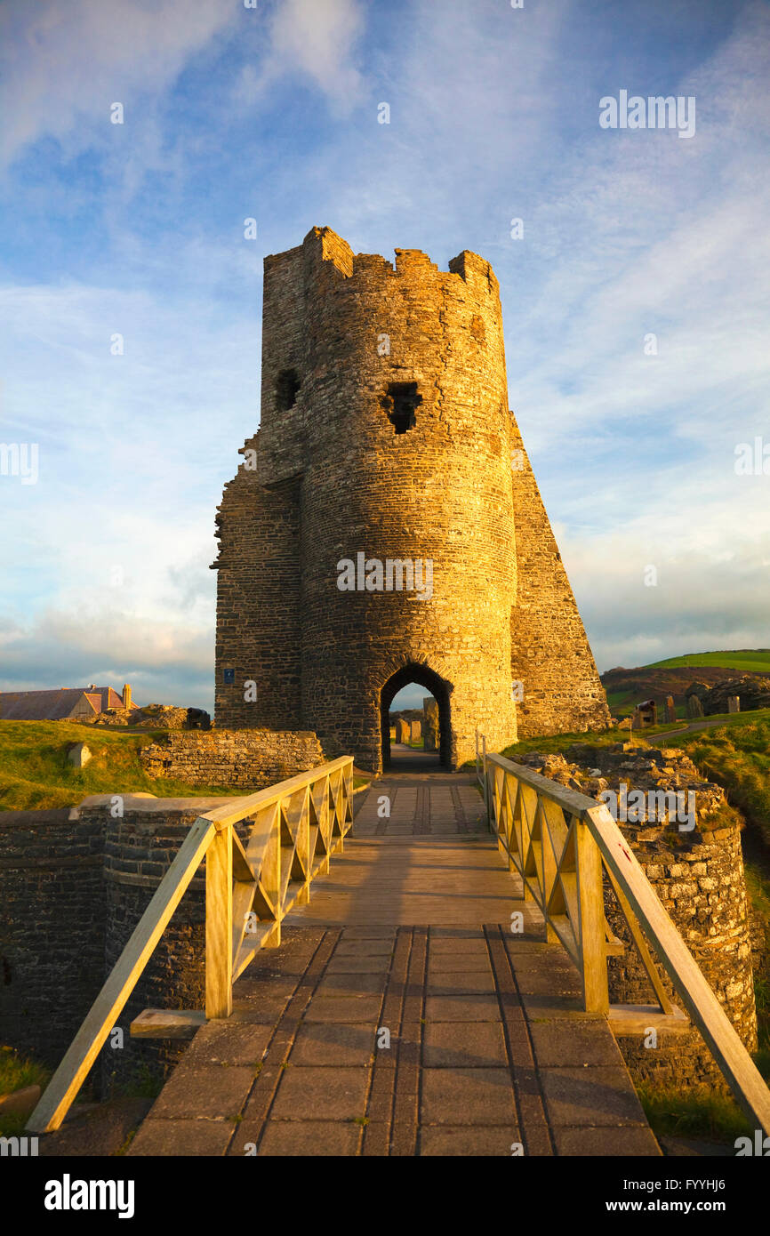 Aberystwyth Castle Tower, Ceredigion, West Wales, Regno Unito Foto Stock