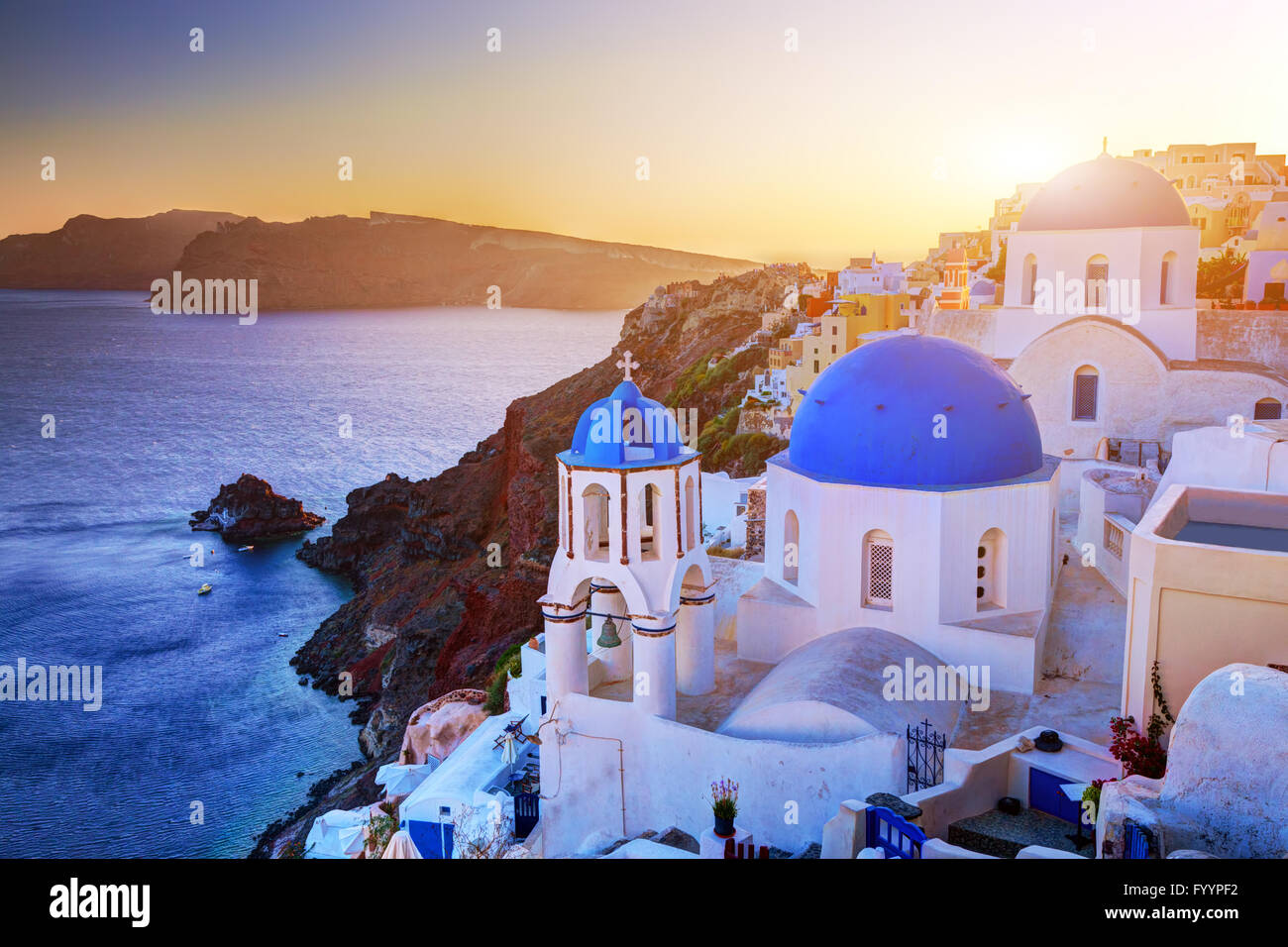 La cittadina di Oia sull isola di Santorini Foto Stock